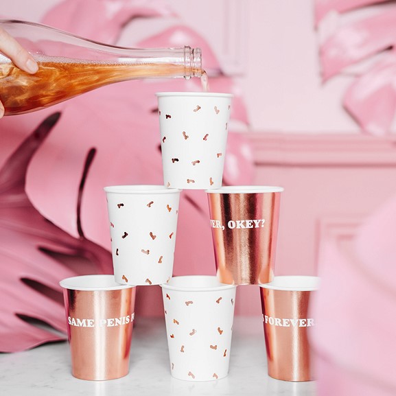 6 Paper Cups Penis rose gold - mix
